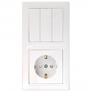 Bylectrica СТИЛЬ Блок (3 выкл. + роз.заз.конт.штор.) СУ белый, (3В-РЦ-717)