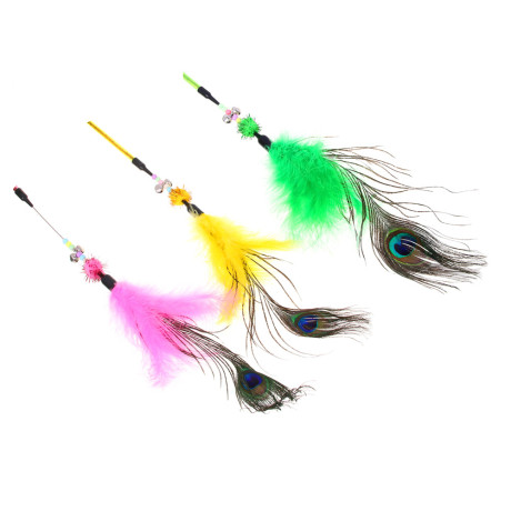 VETTA Игрушка дразнилка для домашних животных, пластмасса, перья, 49 см