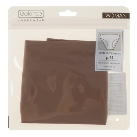 GALANTE Трусы-слипы женские бесшовные, р.44, 95%вискоза, 5%спандекс, бежевый, НБ25-9