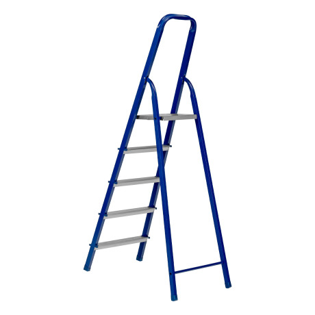 Стремянка, 5 ступеней, стальной профиль, алюминиевые ступени Сибртех