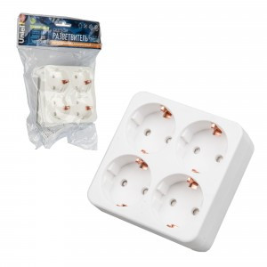 Uniel разветвитель (тройник) 4 роз. 16А белый, земля S-GES4-16S WHITE