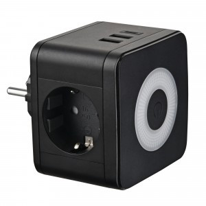 Uniel Разветвитель (тройник) 2роз. 16А, черный, земля, выкл. S-GES2-16SBUC BLACK