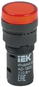 Лампа AD16DS(LED)матрица d16мм красный 230В AC IEK