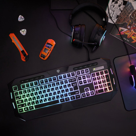BY Игровая клавиатура проводная мембранная Kalkan FULL SIZE ISO, 114 кл., RGB, 2м