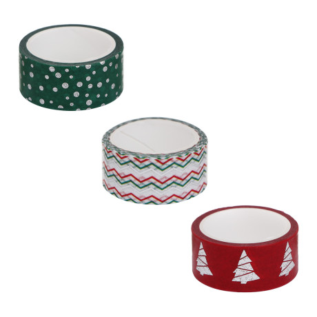 Набор декоративного скотча тм Сноубум, 3 шт, 1,5см x 3 м, бумага, 2 диз.