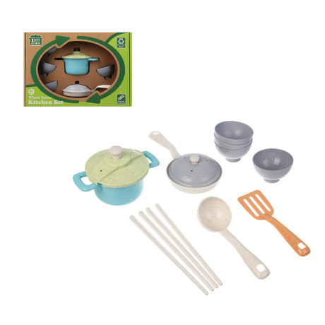 ИГРОЛЕНД Игровой набор посуды "Экопластик", 14 предметов, пластик, 29х10х20 см