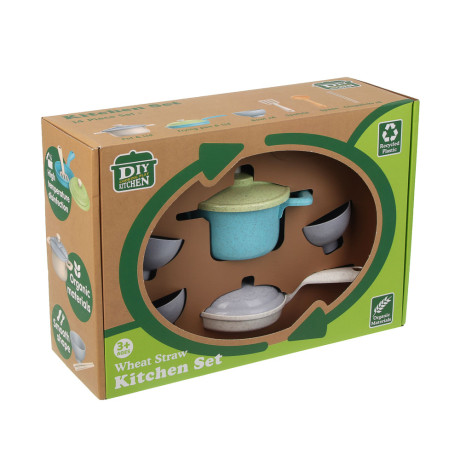 ИГРОЛЕНД Игровой набор посуды "Экопластик", 14 предметов, пластик, 29х10х20 см