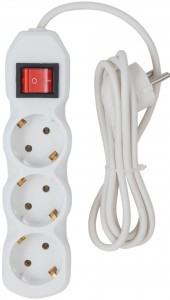 СТАРТ Сетевой фильтр (удл.) ПВС 3x0,75 ZV 3роз. 3м. 10А земля, кноп.вык, негорюч, белый