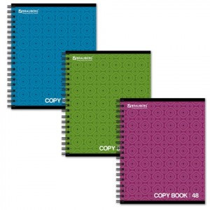 Тетрадь 48л. BRAUBERG ЭКО, гребень, клетка, обложка мелов. карт., "Монохром 2", 3 вида, 402046