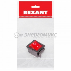 REXANT выкл. клавишный 250V 16А (4с)ON-OFF красн.,подсв.(RWB-502,SC-767,IRS-201-1) ИУ36-2330-1