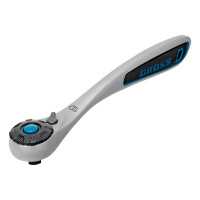 Ключ-трещотка 1/4&quot;, CrV, 120 зубьев, с быстрым сбросом, цельнометаллический, хром Gross