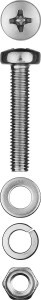 Винт (DIN7985) в компл. гайка (DIN934), шайба (DIN125), шайба пруж. (DIN127), M4 x 30мм, 20 шт, ЗУБР