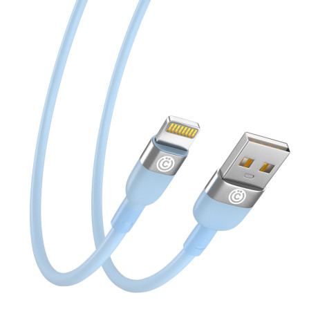 ВСЁГАЗИН Кабель для зарядки Live iP, 1м, Быстрая зарядка 2.4А, 12W, силикон, голубой