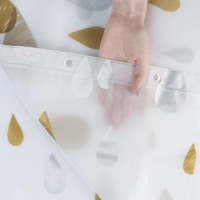 Штора для ванной комнаты PEVA 200х180см Ричи, капли серебро/золото 75686 Master House