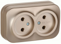 IEK GLORY роз. ОУ 2 мест. 10А РС22-2-ХШм шампань мат. ERH20-K37M-10