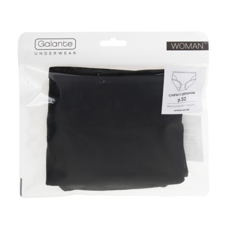 GALANTE Трусы женские макси с декором, р.52, 95%хлопок, 5%спандекс, черный, НБ25-15
