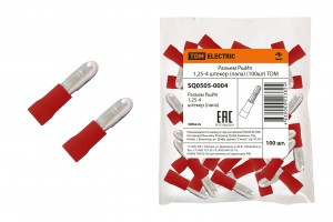 TDM разъем РшИп  1,25-4 штек. красн.(папа) d=4мм Sпров=0,5-1,5мм(уп.100шт цена за ГУ) (20!) SQ0505-0