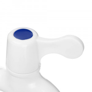 Кран водоразборный, 1/2&quot; (15 мм), пластик, ручка-флаг, со штуцером, белый