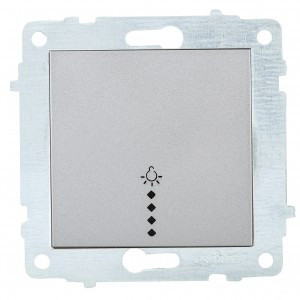 OVIVO мех. выкл. СУ 1 кл. 10А (кнопочный, инд.) серебро (ко всем рамкам) 600-000210-206