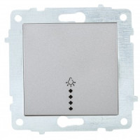 OVIVO мех. выкл. СУ 1 кл. 10А (кнопочный, инд.) серебро (ко всем рамкам) 600-000210-206