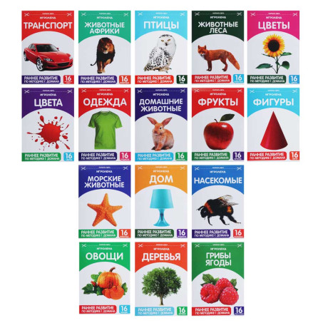 ИГРОЛЕНД Книжка обучающая по методике Г. Домана, бумага, 12х17см, 16 дизайнов