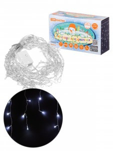 TDM Гирлянда светодиодная "Бахрома" 1,9х0,5 м, 68LED, белый, 8 режимов, 250 В, IP20,  SQ0361-0077