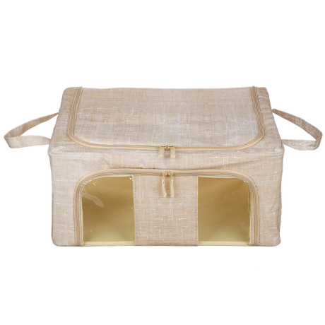 Короб жесткий тм VETTA ЛЁН, складной метал.каркас,полиэстер, 50х40х22см, бежевый