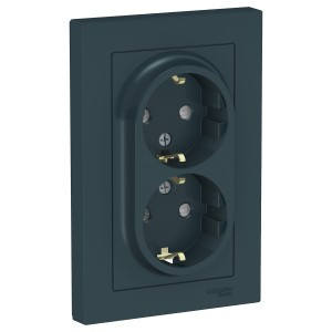 Systeme Electric AtlasDesign роз. СУ 2 мест. изумруд (пл.осн., земля, штор.) ATN000826 (6!)