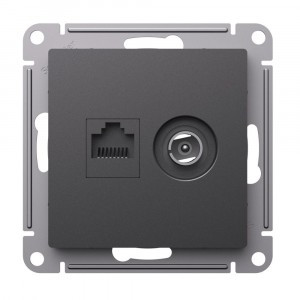 Systeme Electric AtlasDesign мех. роз. СУ 1 мест. TV + комп. RJ45, кат. 5Е, БАЗАЛЬТ ATN001489 (5!)