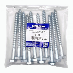 Шуруп ш/гр "глухарь" 10*120мм оцинк в пакете (10 шт) 1/10 НАКРЕПКО 207550
