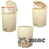 Контейнер для мусора 12 л Плетенка слоновая кость БШ2048