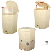 Контейнер для мусора 12 л Плетенка слоновая кость БШ2048