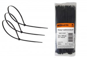 TDM хомут 3,6х100мм нейлон, черный (уп. 100шт., цена за уп.) (20!) SQ0515-0207