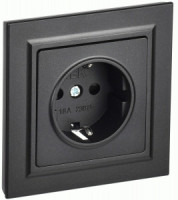 IEK BRITE роз. СУ 1 мест. 16А черный (земля,шторки)  РСР14-1-0-БрЧ BR-R14-16-K02-F