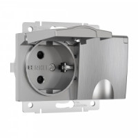 Werkel мех. роз. СУ 2 мест. 16A земля шторки крышка IP44 (серебр. рифл.) W1172209
