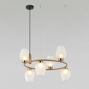 Eurosvet св-к подвес. 6x25W 650х650х1000 мет золото/черный/белый Alva 30183/6 a064683