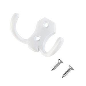 Крючок-вешалка мебельн 2-рожк СТАНДАРТ 306В WW мат.белый Инд. уп. на подвесе(600,50)