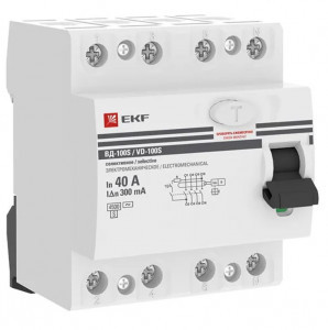 EKF PROxima выкл. дифферинциальный УЗО ВД-100 (S) 4P 40А 300мА AC 4,5кА эл.мех elcb-4-40-300S-em-pro