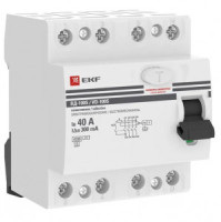 EKF PROxima выкл. дифферинциальный УЗО ВД-100 (S) 4P 40А 300мА AC 4,5кА эл.мех elcb-4-40-300S-em-pro