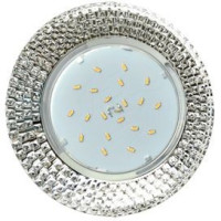 Ecola GX53 H4 LD5319 св-к Стекло Круг прозр. мозаика подсветка 4K Хром-зерк. 40x123 SC53RMECB (10!)