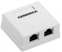 ITK Розетка инф. настенная RJ45 кат. 5Е FTP 2 порта GENERICA CS2-1C5EF-22-G