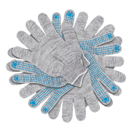 Перчатки трикотажные, х/б, 200 пар, ПВХ точка, 4 нити, 10 класс Сибртех