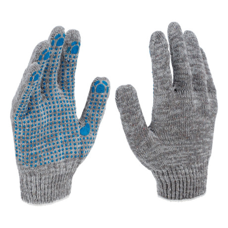 Перчатки трикотажные, х/б, 200 пар, ПВХ точка, 4 нити, 10 класс Сибртех