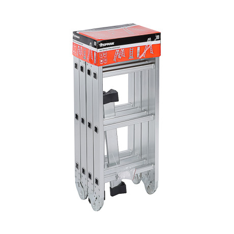 ЕРМАК Лестница-трансформер (макс.нагрузка 150кг) алюминий, 4 секции по 3 ступени,4х3,профиль 1,2мм