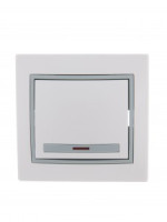 Lezard Мира выкл. СУ 1 кл. 10А (инд.) бел. с серой вставкой (корпус PC) 701-0215-111