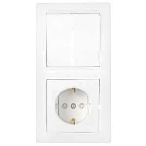 Bylectrica СТИЛЬ Блок (2 выкл. + роз.заз.конт.штор.) СУ белый, (2В-РЦ-715)