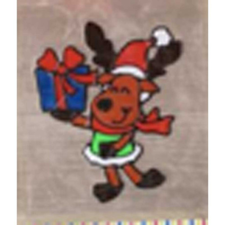 Наклейка на стекло А109 Олень с подарком 20*25см (12)