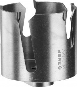 Коронка ЗУБР "ПРОФИ" "ПРОУНИВЕРСАЛ",твердоспл.резцы,бетон,керам,цв.мет,гипсокарт,пласт,дерево,d76мм