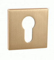 Накладка на цилиндр квадрат. РЕНЦ, золото матовое сатинированное INET 03 slim SSG