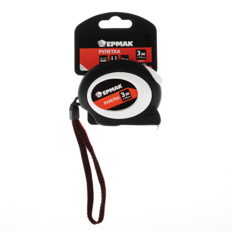 ЕРМАК Рулетка "НЕО-ТАЧ", 3м х 16мм, одинарный зацеп + магнит, автостоп, корпус ABS